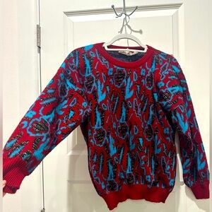 Vintage Abstract Pattern Sweater — Size S/M